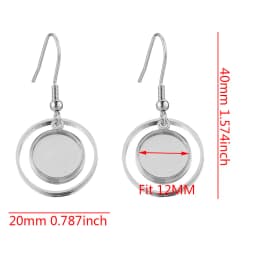 10pcs/Lot Gold Plated Stainless Steel Earrings Hook Cabochon Blank Base 12mm Glass Resin Tray DIY Jewelry Making Supplies Charms