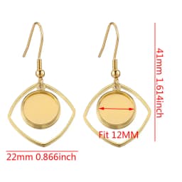 10pcs/Lot Gold Plated Stainless Steel Earrings Hook Cabochon Blank Base 12mm Glass Resin Tray DIY Jewelry Making Supplies Charms