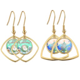 10pcs/Lot Gold Plated Stainless Steel Earrings Hook Cabochon Blank Base 12mm Glass Resin Tray DIY Jewelry Making Supplies Charms