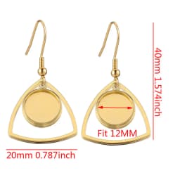 10pcs/Lot Gold Plated Stainless Steel Earrings Hook Cabochon Blank Base 12mm Glass Resin Tray DIY Jewelry Making Supplies Charms