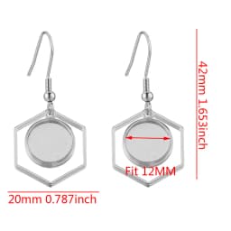 10pcs/Lot Gold Plated Stainless Steel Earrings Hook Cabochon Blank Base 12mm Glass Resin Tray DIY Jewelry Making Supplies Charms