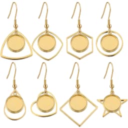 10pcs/Lot Gold Plated Stainless Steel Earrings Hook Cabochon Blank Base 12mm Glass Resin Tray DIY Jewelry Making Supplies Charms