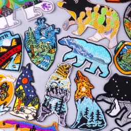 Bear / Wolf Patches For Clothing Mountain Camping Embroidery Patch Adventure Travel Stripes Stickers Iron On Patches On Clothes