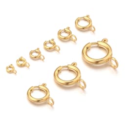 10pcs Stainless Steel 18K Gold Spring Ring Clasp With Open Jump Ring connection Accessories For Jewelry DIY Findings Components