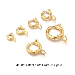 10pcs Stainless Steel 18K Gold Spring Ring Clasp With Open Jump Ring connection Accessories For Jewelry DIY Findings Components