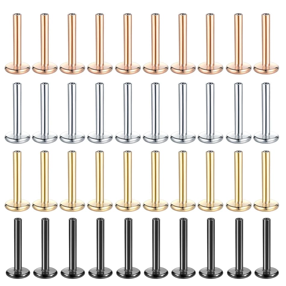 10Pcs/set Surgical Steel Labret Lip Piercing Replacement Accessories Internally Threaded Ear Tragus Replacement Base Barbell