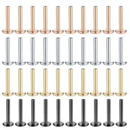 10Pcs/set Surgical Steel Labret Lip Piercing Replacement Accessories Internally Threaded Ear Tragus Replacement Base Barbell