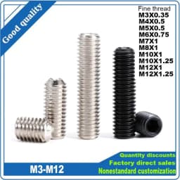 M3 M4 M5 M6 M7 M8 M10 M12 Fine Thread DIN916 Black 12.9 Steel Hex Hexagon Socket Allen Cup Point Grub Headless Bolt Set Screw