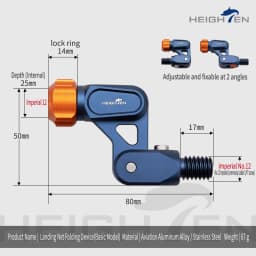 HEIGHTEN Fishing Landing Net Adapter Joints Connector Aluminum Alloy Multi Angle Fixation Folding Joint
