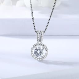 New Arrival 925 Sterling Silver Round Zircon Fine Pendant Neckalce Women Fashion Jewelry CZ Clavicle Chain Wedding Birthday Gift