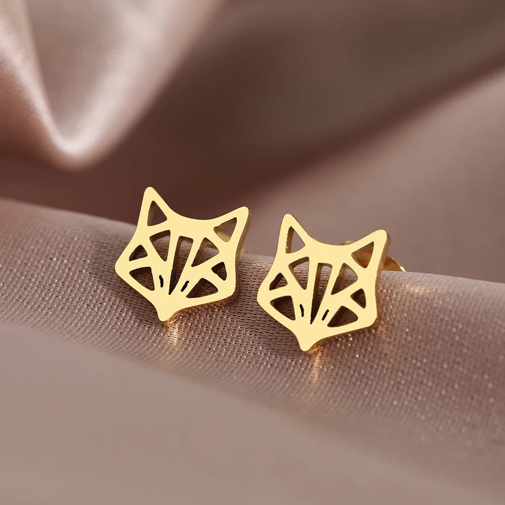 Stainless Steel Earrings 2022 Trend New Korean Fashion Animal Line Sense Fox Unusual Stud Earrings For Women Jewelry Party Gifts