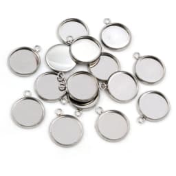New 20pcs 12mm Inner Size Stainless Steel Gold Plated Single/Double Loop Style Cabochon Base Cameo Setting Charms Pendant Tray