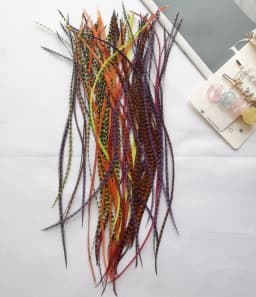 10pcs/lot Feathers Whiting Black&White Colorful Grizzly Rooster Saddle Presized Dry Fly Saddle Hackles Long Fly Tying Feathers