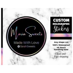 Custom Holographic Shiny Stickers, Rainbow Holographic Vinyl Stickers, Personalized Holo Stickers, Holographic Custom Sticker