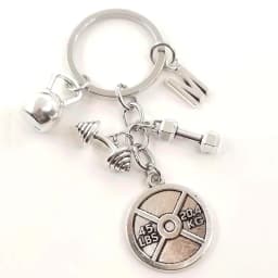 1 piece A-Z power sports barbell dumbbell charm weight gym weightlifting keychain 45 pounds weight plate keychain men’s gift