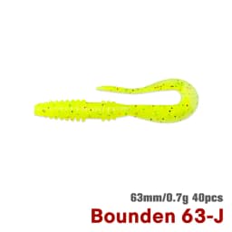 TSURINOYA Fishing Lure Grub 63mm 0.7g 40pcs Light Game Ajing Artificial Soft Bait BOUNDEN Bass Add Shrimp Salt Silicone Swimbait