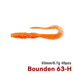 TSURINOYA Fishing Lure Grub 63mm 0.7g 40pcs Light Game Ajing Artificial Soft Bait BOUNDEN Bass Add Shrimp Salt Silicone Swimbait