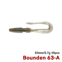 TSURINOYA Fishing Lure Grub 63mm 0.7g 40pcs Light Game Ajing Artificial Soft Bait BOUNDEN Bass Add Shrimp Salt Silicone Swimbait