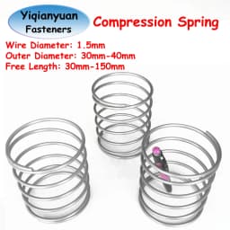 Yiqianyuan 2Pcs Wire Diameter 1.5mm SUS304 Stainless Steel Large Diameter Compression Spring OD=30mm-40mm Free Length 30mm-150mm