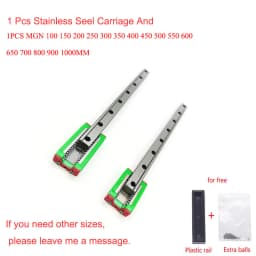 3D Printer MGN7 MGN9 MGN12 MGN15 50 100-1000mm Miniature Linear Rail Slide 1pc MGN Linear Guide +1pc MGN H / C Carriage for CNC