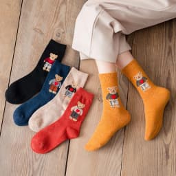 Autumn and Winter Warm Wool Woman Socks Japanese Cute Cartoon Bear Socks Women Harajuku Kawaii Cute Socks