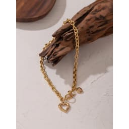 Yhpup Golden Stainless Steel Heart Collares Statement Metal Texture Geometric Chain Collar Necklace Women Anniversary Gift New