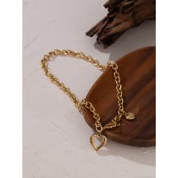 Yhpup Golden Stainless Steel Heart Collares Statement Metal Texture Geometric Chain Collar Necklace Women Anniversary Gift New