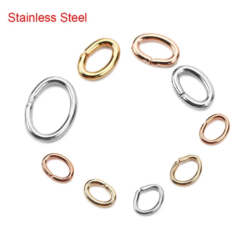 100pcs Oval Strong Stainless Steel Gold Color Jump Rings Split Rings Connectors For Jewelry Making Bracelet Necklace Findings