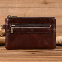 Luufan Genuine Leather Zipper Coin Wallet Men Wowen Natural Leather Small Short Purse Card Holder Cash Clutch Wallets Key Ring