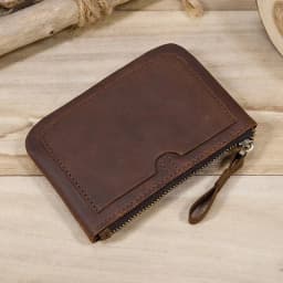 Luufan Genuine Leather Zipper Coin Wallet Men Wowen Natural Leather Small Short Purse Card Holder Cash Clutch Wallets Key Ring