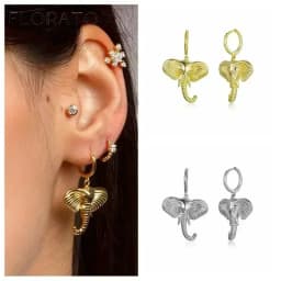 925 Sterling Silver ear needles Animal Butterfly/Elephant/Shell Pendant Hoop Earrings For Women Fashion Jewelry Accessories