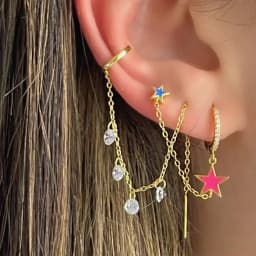 Two Hole Piercing Hoop Earrings 925 Silver Needle Crystal Crystal Chain Tassel Dangle Earrings For Women Party Wedding Jewelry