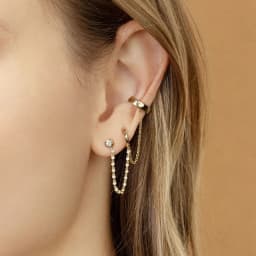 Two Hole Piercing Hoop Earrings 925 Silver Needle Crystal Crystal Chain Tassel Dangle Earrings For Women Party Wedding Jewelry