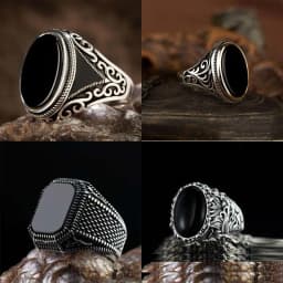 New Retro Shaped Geometric Oval Black Glossy Men's Ring For Anniversary Party Wedding Male Rings Jewelry Accessories 6-14