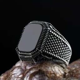 New Retro Shaped Geometric Oval Black Glossy Men's Ring For Anniversary Party Wedding Male Rings Jewelry Accessories 6-14