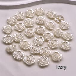 50PCS 15mm Resin ABS Ivory/White Pearl Flower Shank Button Clothing Accessories For Sewing Scrapbooking Garment DIY