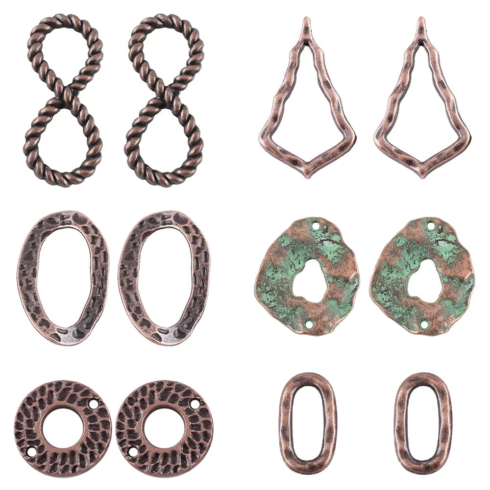 10Pcs/Lot Zinc Alloy Metal Charm Hollow Oval Pendants Jewelry Supplies For DIY Making Hoop Earrings Necklace Accessories