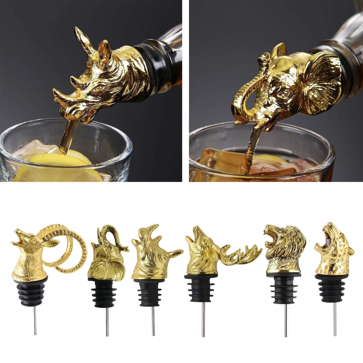 Alloy+Silicone Wine Aerator Pourer Spout Wine Decanters Elephant Wine Stoppers Decanter Pourer Liquor Decanter Bottles