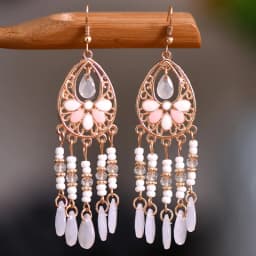 Bohemian Antique Gold Color Long Water Drop Tassel Earrings for Women Vintage Colorful Geometric Drop Dangle Earrings Jewelry