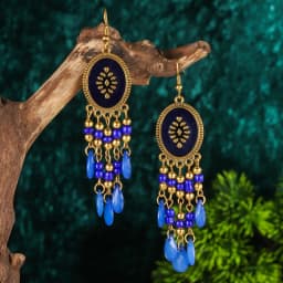 Bohemian Antique Gold Color Long Water Drop Tassel Earrings for Women Vintage Colorful Geometric Drop Dangle Earrings Jewelry