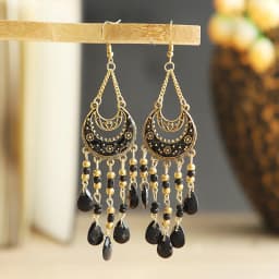 Bohemian Antique Gold Color Long Water Drop Tassel Earrings for Women Vintage Colorful Geometric Drop Dangle Earrings Jewelry