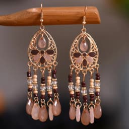 Bohemian Antique Gold Color Long Water Drop Tassel Earrings for Women Vintage Colorful Geometric Drop Dangle Earrings Jewelry