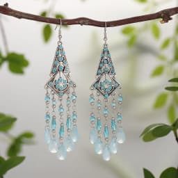Bohemian Antique Gold Color Long Water Drop Tassel Earrings for Women Vintage Colorful Geometric Drop Dangle Earrings Jewelry
