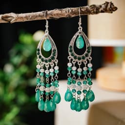 Bohemian Antique Gold Color Long Water Drop Tassel Earrings for Women Vintage Colorful Geometric Drop Dangle Earrings Jewelry