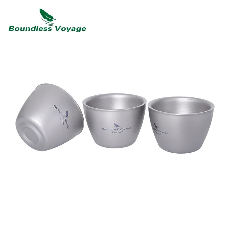 Boundless Voyage 40ml Titanium Tea Cups Mini Double-walled Sake Cup Wine Mug Outdoor Camping Tableware Durable Drinkware