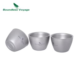 Boundless Voyage 40ml Titanium Tea Cups Mini Double-walled Sake Cup Wine Mug Outdoor Camping Tableware Durable Drinkware