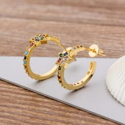 Fashion Female Luxury Crystal Round Stud Earrings Vintage Gold Color Wedding Party Jewelry Copper Zircon Crystal Stone Earrings