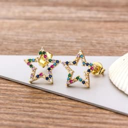 Fashion Female Luxury Crystal Round Stud Earrings Vintage Gold Color Wedding Party Jewelry Copper Zircon Crystal Stone Earrings