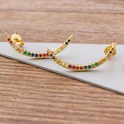 Fashion Female Luxury Crystal Round Stud Earrings Vintage Gold Color Wedding Party Jewelry Copper Zircon Crystal Stone Earrings