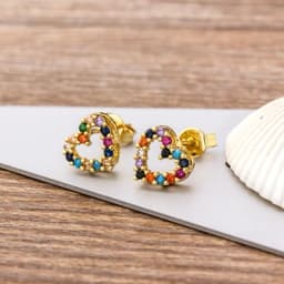 Fashion Female Luxury Crystal Round Stud Earrings Vintage Gold Color Wedding Party Jewelry Copper Zircon Crystal Stone Earrings